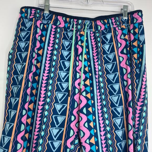 Chubbies blue colorful activewear sweat pants retro print size XL - Picture 2 of 13